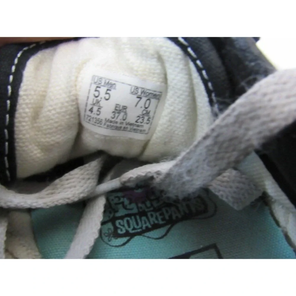 VANS Off The Wall Shoes Sponge Bob Square Pants Black‎ Checker Sneakers Sz 7